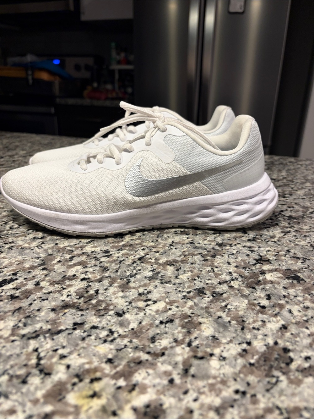 Nike White and Silver Everyday Running Sneakers